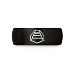 engraved tungsten ring him – black tungsten train tracks wedding band