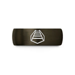 men's durable tungsten band – gunmetal & black tungsten train tracks wedding band
