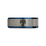 engraved tungsten ring him – black & blue & silver tungsten temperance wedding band