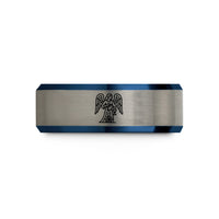 engraved tungsten ring him – black & blue & silver tungsten temperance wedding band
