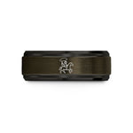 engraved rings for him – gunmetal & black tungsten cowboy lasso wedding band