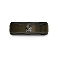 engraved rings for him – gunmetal & black tungsten cowboy lasso wedding band