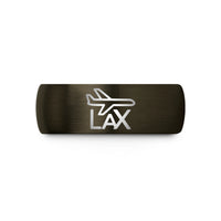 men’s step bevel ring – gunmetal & black tungsten lax wedding band