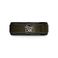 engraved tungsten ring him – gunmetal & black tungsten lax wedding band