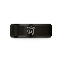 engraved tungsten ring him – black tungsten lion rampant wedding band