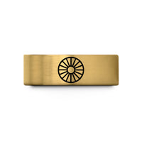 men's wedding band rose – gold tungsten sunburst circle wedding band