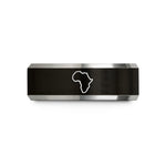 laser engraved ring her – black & silver tungsten africa silhouettes wedding band
