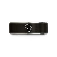 laser engraved ring her – black & silver tungsten africa silhouettes wedding band