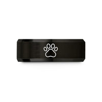 engraved ring for her – black tungsten hamster print wedding band