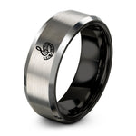 women's engraved tungsten ring – black & gray tungsten piano keys ring