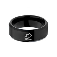 wedding band for couples – black tungsten arrow line wedding band