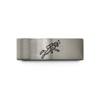 custom engraved rings set – silver tungsten scuba diver swimming wedding band