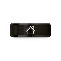 matching couple rings set – black tungsten roofline chimney wedding band