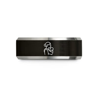 engraved rings for couples – black & grey tungsten babywearing parent wedding band