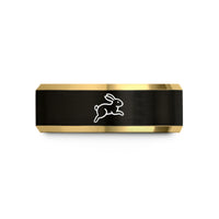 black rose gold rings – black & gold tungsten hopping bunny wedding band
