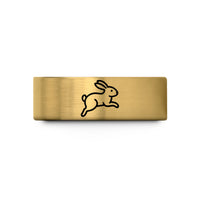 8 mm wide rings – gold tungsten hopping bunny wedding band