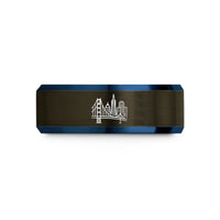 his and hers tungsten bands – gunmetal & blue tungsten san francisco wedding band