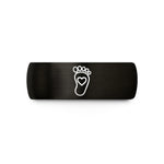 unisex tungsten wedding band – black & rose gold tungsten footprint heart wedding band