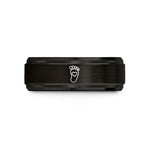 comfortable tungsten men ring – black & rose gold tungsten footprint heart wedding band