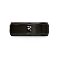 comfortable tungsten men ring – black & rose gold tungsten footprint heart wedding band