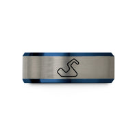 his and hers bands – blue & gray tungsten generic race track wedding band