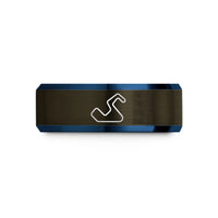 tungsten wedding bands set – gunmetal & blue tungsten generic race track wedding band