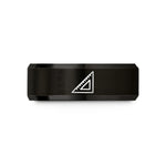 engraved tungsten ring set – black tungsten speed square wedding band