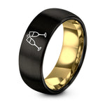 Tungsten Ring His And Hers Brushed ROSE GOLD – black & gold tungsten clinking champagne flutes ring