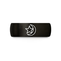 brushed tungsten ring men – black tungsten star crescent wedding band