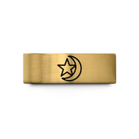 brushed tungsten ring men – gold tungsten star crescent wedding band