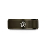 unisex brushed tungsten ring – gunmetal & rose gold tungsten star crescent wedding band