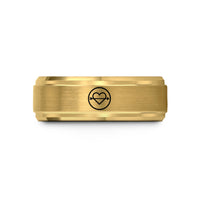 comfort fit rings him – gold tungsten heart circle arrow wedding band