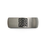 unisex brushed tungsten ring – black & gray tungsten hilbert curve wedding band