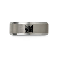 engraved tungsten ring for him – black & grey tungsten hilbert curve wedding band
