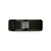 unisex brushed tungsten ring – black tungsten hilbert curve wedding band