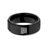 couples tungsten wedding band – black tungsten hilbert curve wedding band