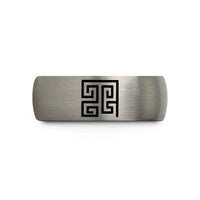 engraved tungsten ring for him – silver tungsten hilbert curve wedding band