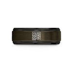 couples tungsten wedding band – gunmetal & black tungsten hilbert curve wedding band