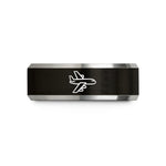 tungsten ring him matte – black & gray tungsten transport aircraft wedding band