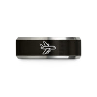 tungsten ring him matte – black & gray tungsten transport aircraft wedding band
