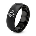 Transport Aircraft – Tungsten Wedding Band, 8 mm, Black Comfort-Fit Men