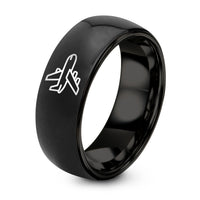 Tungsten Ring Men Brushed – black tungsten transport aircraft ring
