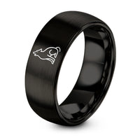 Tungsten Ring Men Brushed – black tungsten wolf ring