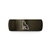 mens comfort fit rings – gunmetal & black tungsten wolf wedding band