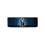 engraved tungsten wedding bands – blue tungsten lab coat icon wedding band
