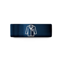 engraved tungsten wedding bands – blue tungsten lab coat icon wedding band