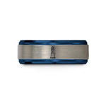 tungsten wedding bands set – blue & grey tungsten montauk point lighthouse wedding band