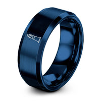 tungsten wedding bands set – blue tungsten montauk point lighthouse ring