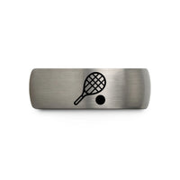 couples wedding band sets – black & silver tungsten racquetball ball racquet wedding band