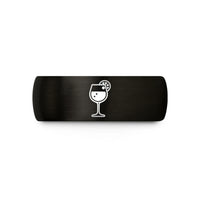 engraved couples rings set – black & gold tungsten sangria glass wedding band